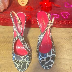 Kate Spade Women's Black and White Slingback Heels